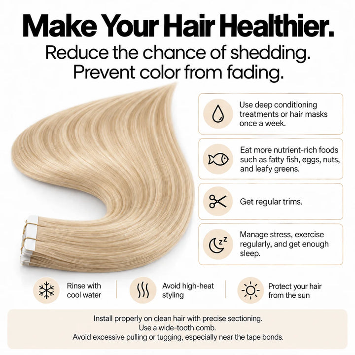 XJ Classic Tape in Hair Extensions 20pcs/pack Various colors #P18613