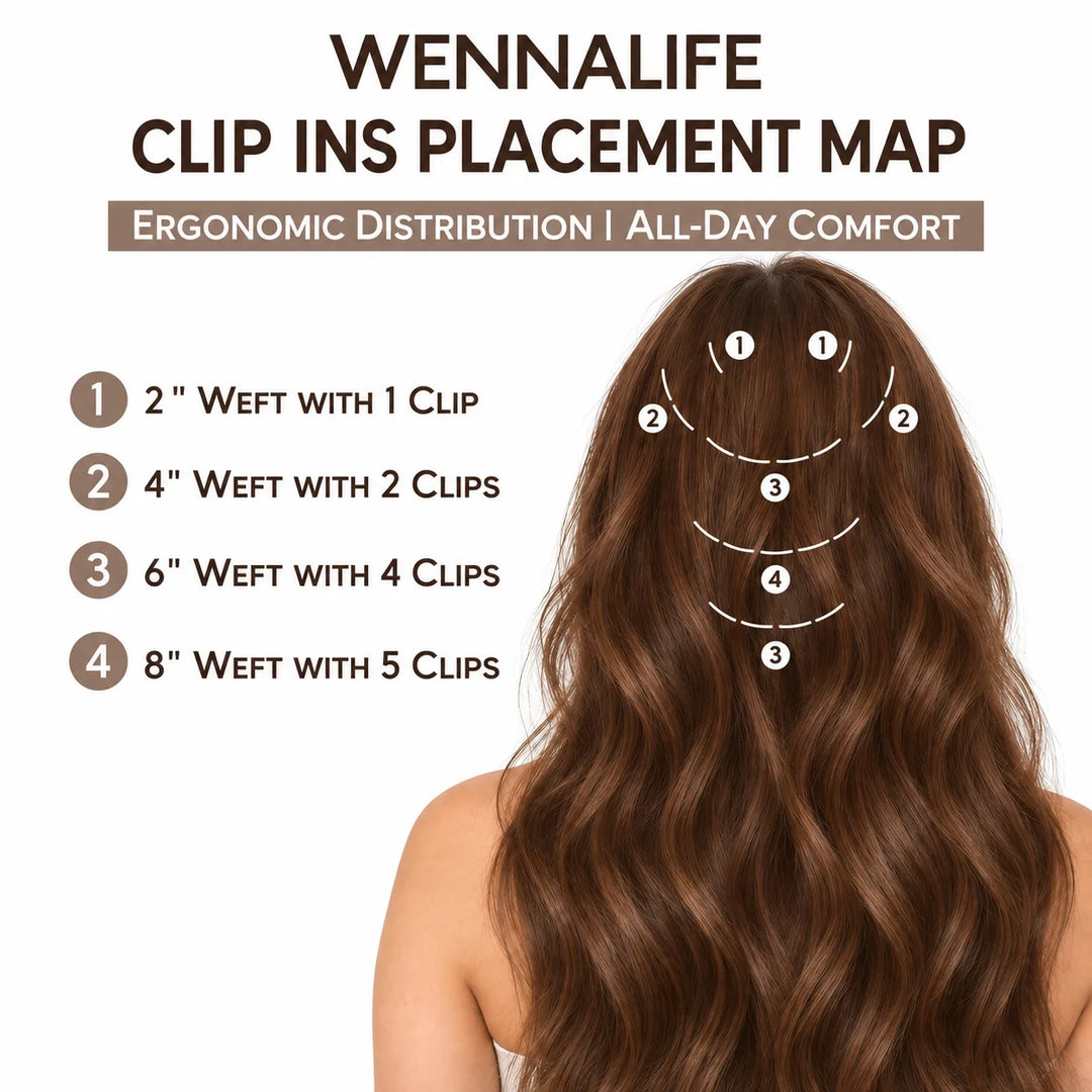 Remy Human Hair Clip-In Extensions 7 Pieces for Full Volume Brown (#4)
