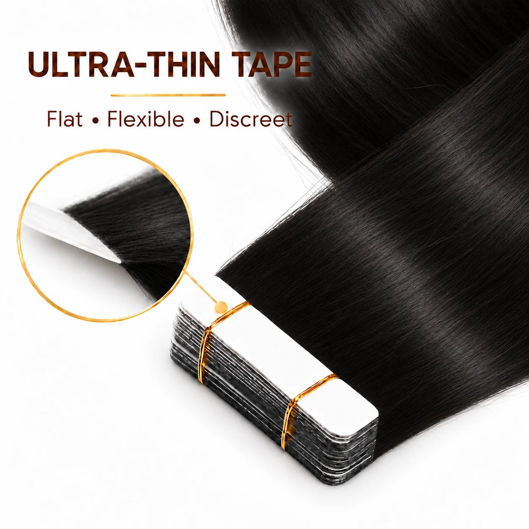 XJ Classic Tape in Hair Extensions 20pcs/pack Various colors Jet Black (1)