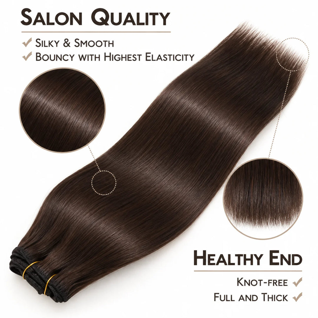 Remy Human Hair Clip-In Extensions 7 Pieces for Full Volume Dark Brown (2)