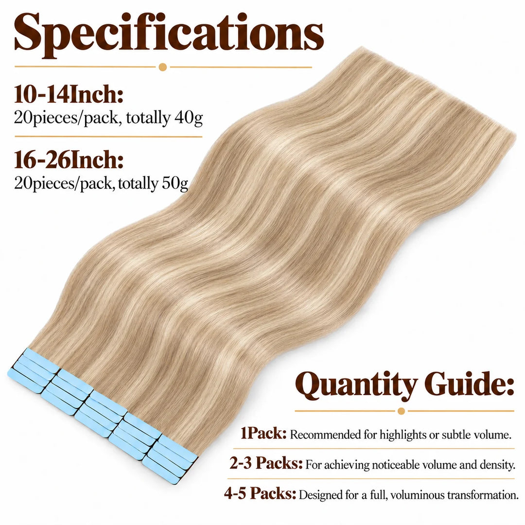 XJ Reusable Hair Tape Strips – Eco-Friendly & Budget-Saving_Placement Of Tape In Hair Extensions #P18/613