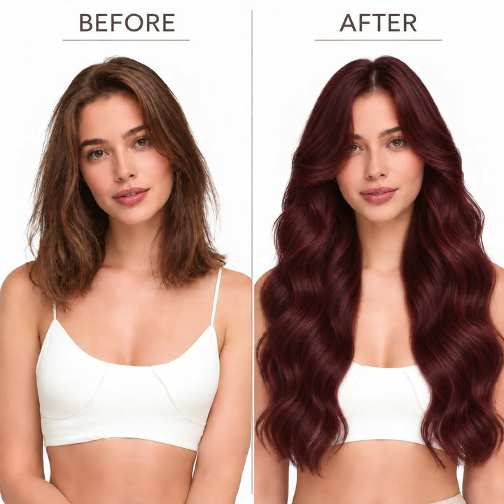 Remy Human Hair Clip-In Extensions 7 Pieces for Full Volume #99J Burgundy
