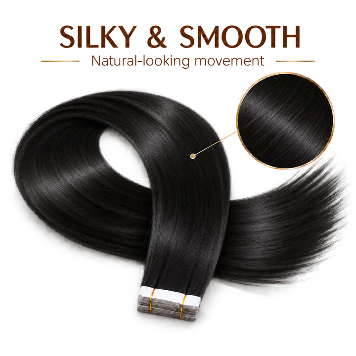 XJ Classic Tape in Hair Extensions 20pcs/pack Various colors Jet Black (1)