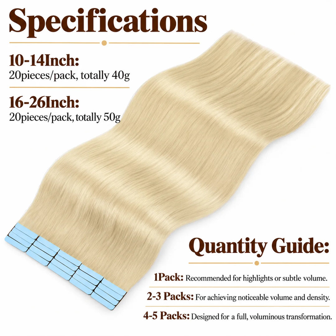 XJ Reusable Hair Tape Strips – Eco-Friendly & Budget-Saving_Placement Of Tape In Hair Extensions #60Platinum Blonde