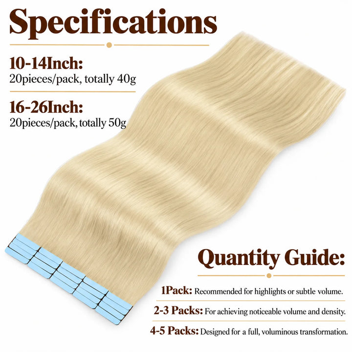 XJ Reusable Hair Tape Strips – Eco-Friendly & Budget-Saving_Placement Of Tape In Hair Extensions #60Platinum Blonde