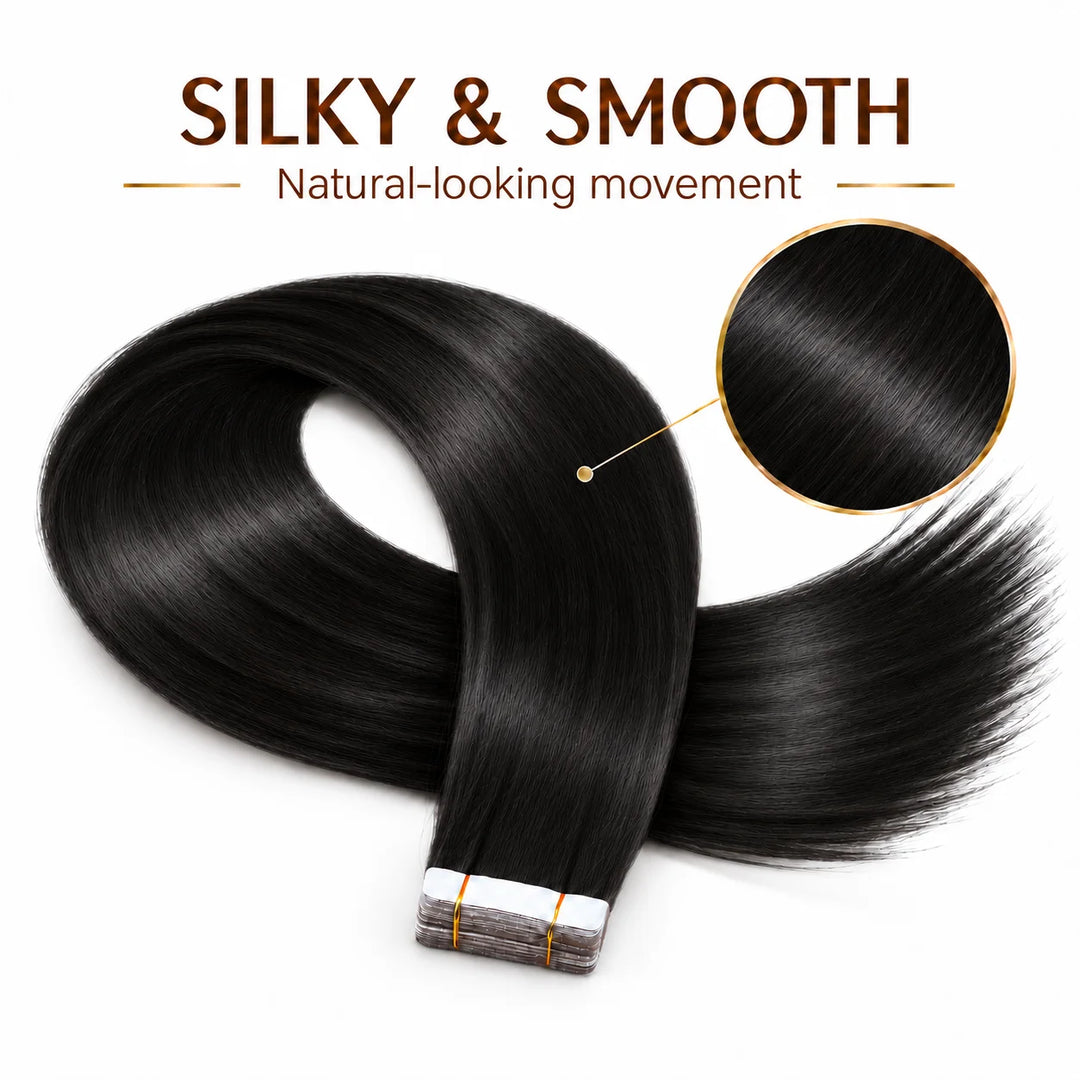 XJ Classic Tape in Hair Extensions 20pcs/pack Various colors Jet Black (1)