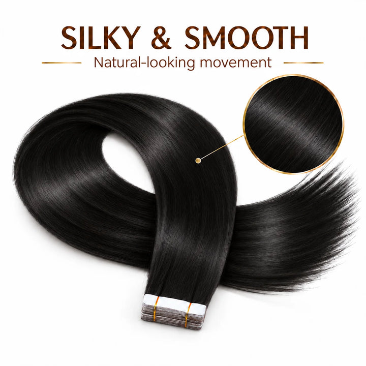 XJ Classic Tape in Hair Extensions 20pcs/pack Various colors Jet Black (1)