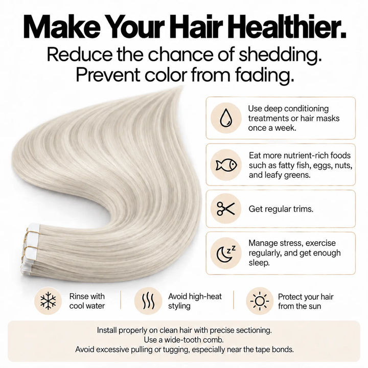 XJ Classic Tape in Hair Extensions 20pcs/pack Various colors 1000#