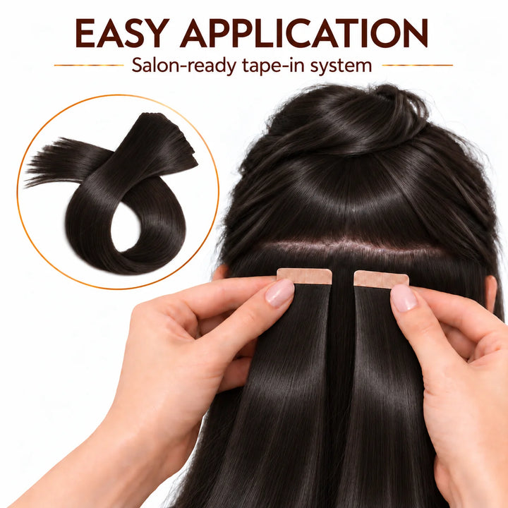 XJ Classic Tape in Hair Extensions 20pcs/pack Various colors Natural Black (1B)