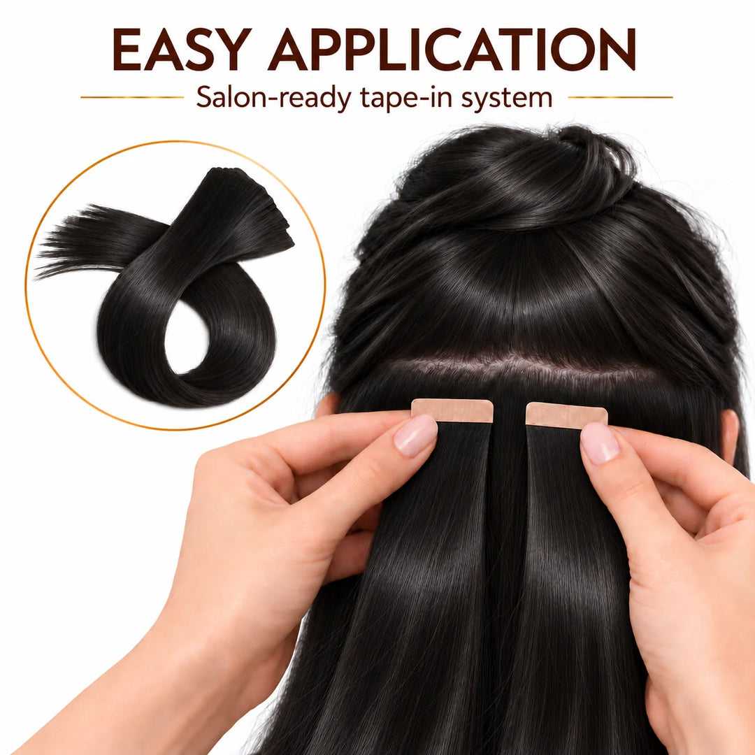XJ Classic Tape in Hair Extensions 20pcs/pack Various colors Jet Black (1)