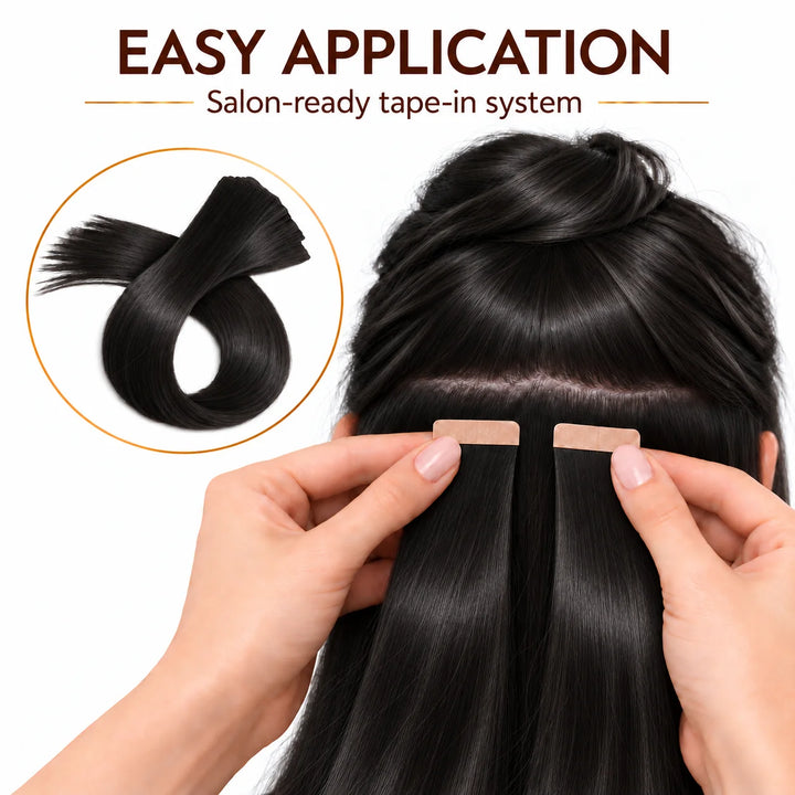 XJ Classic Tape in Hair Extensions 20pcs/pack Various colors Jet Black (1)