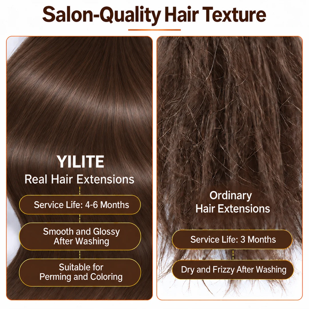 Real Human Tape-In Hair  Soft  Silky,hand tied hair extensions near me,tape extensions placement #4