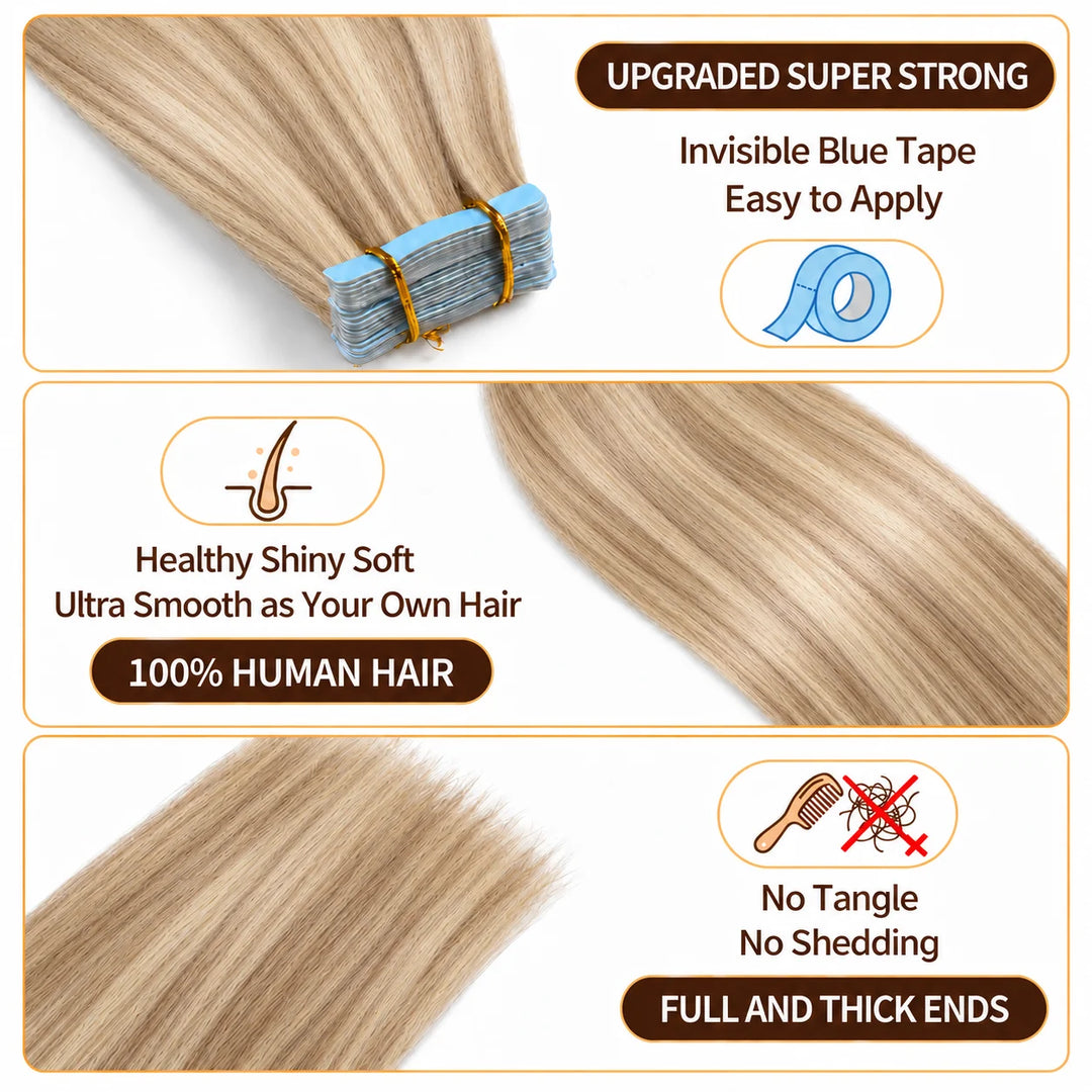 XJ Reusable Hair Tape Strips – Eco-Friendly & Budget-Saving_Placement Of Tape In Hair Extensions #P18/613
