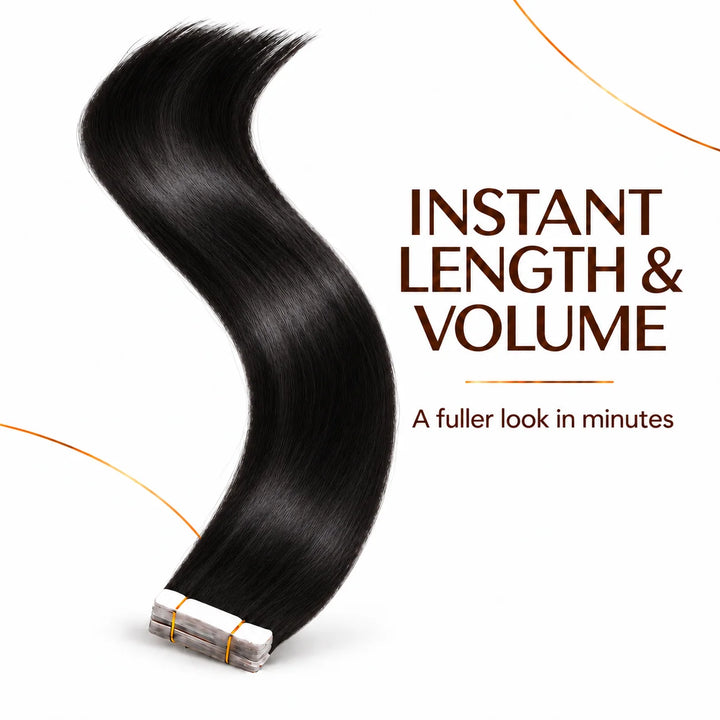 XJ Classic Tape in Hair Extensions 20pcs/pack Various colors Jet Black (1)