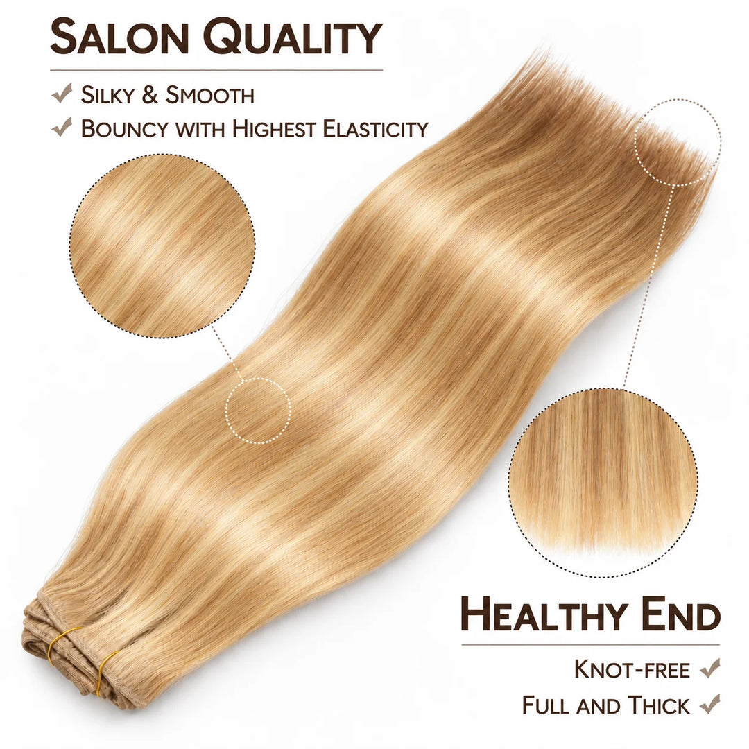 Remy Human Hair Clip-In Extensions 7 Pieces for Full Volume Highlights (#P18/613)