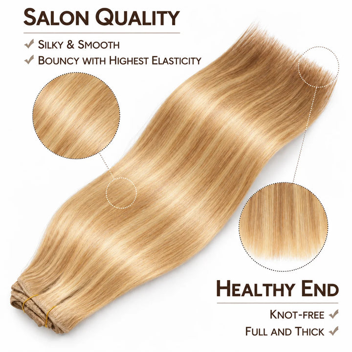 Remy Human Hair Clip-In Extensions 7 Pieces for Full Volume Highlights (#P18/613)