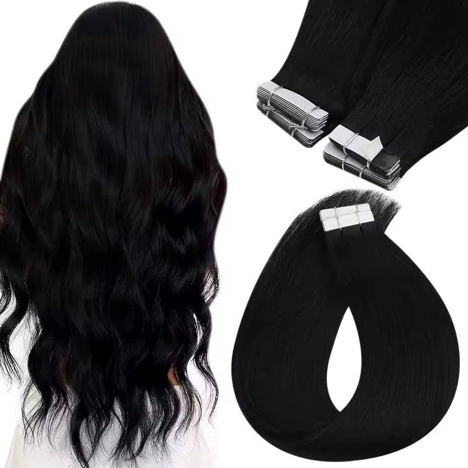 XJ Hair Tape In Hair Extensions Real Natural Hair Seamless Skin Weft Colorful Adhesive Glue On For Salon High Quality
