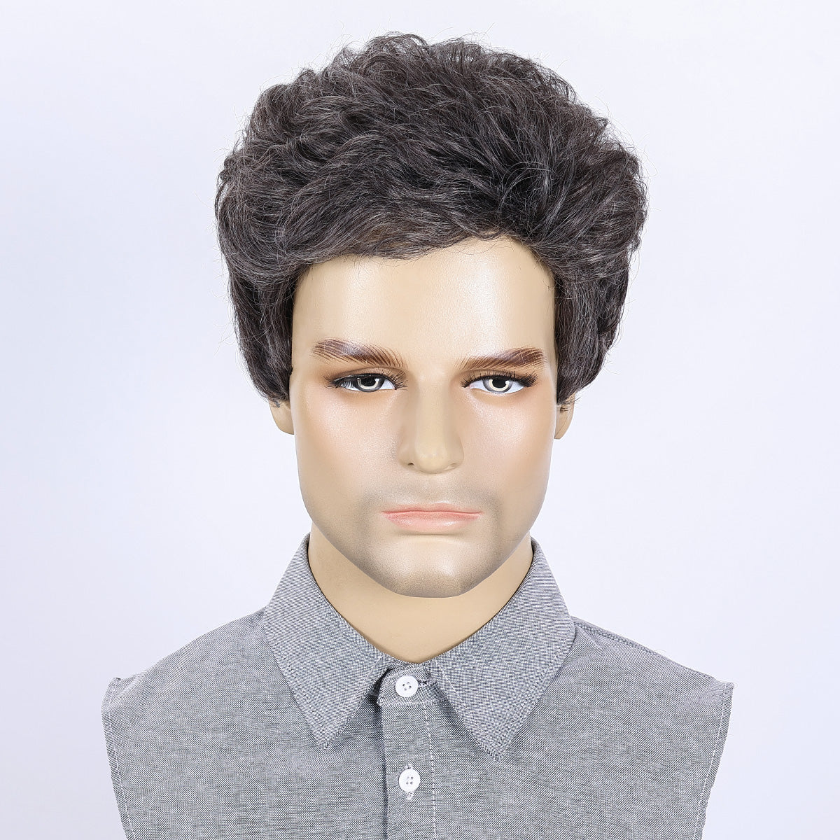 Casual Look Men's Wig – Heat-Resistant Fiber, Natural Appearance