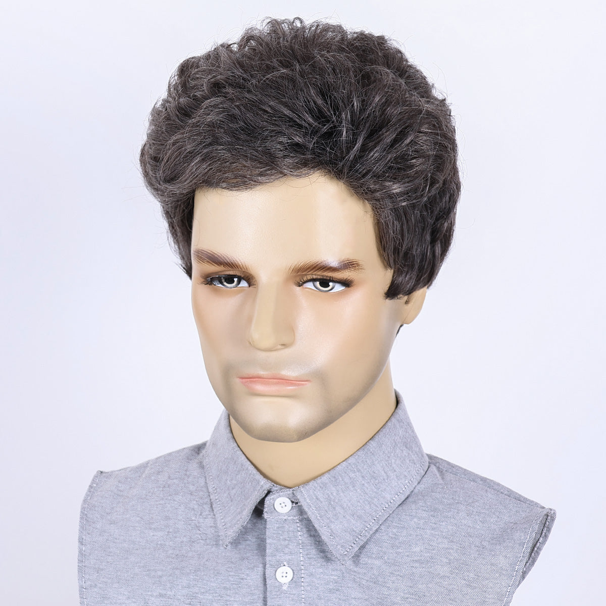 Casual Look Men's Wig – Heat-Resistant Fiber, Natural Appearance