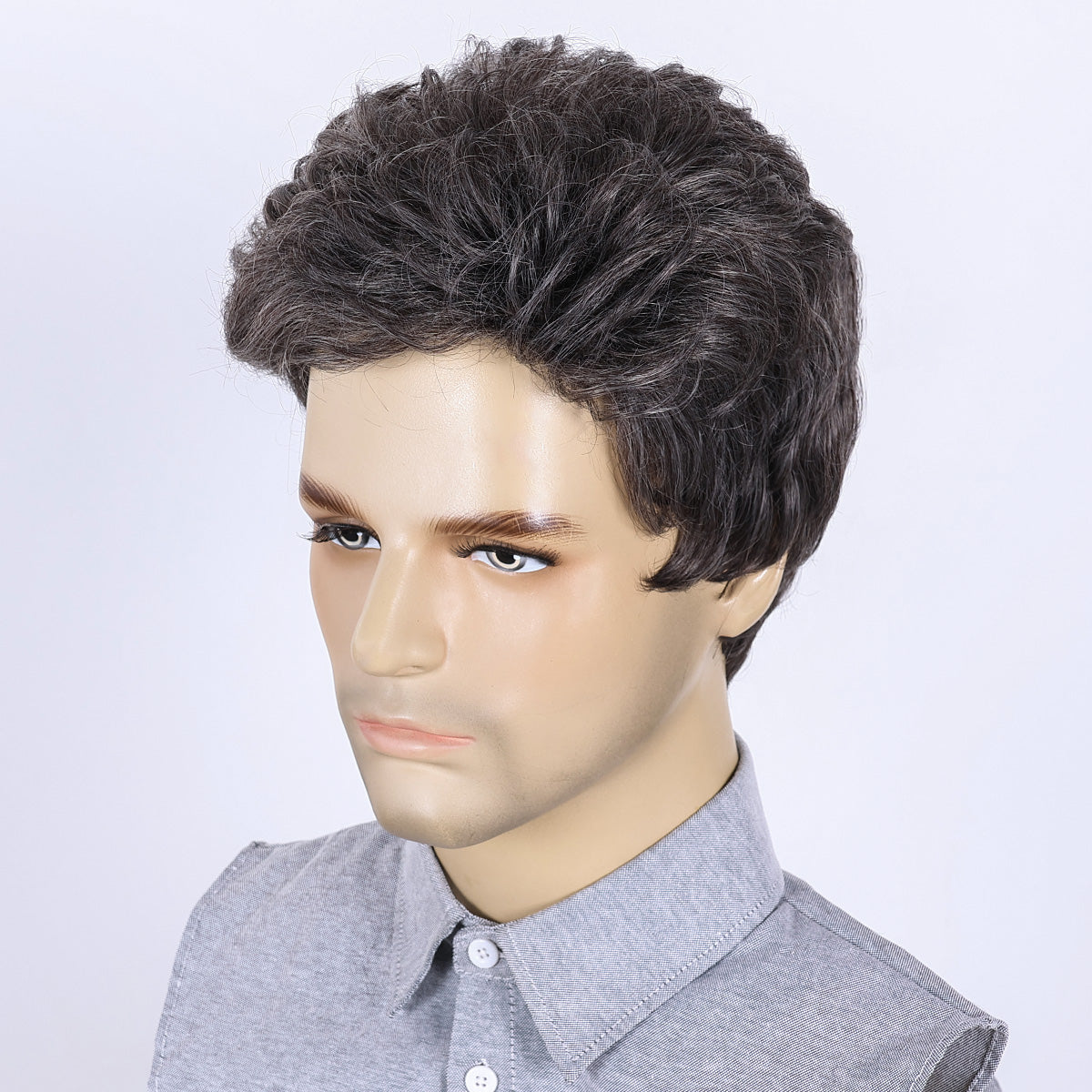 Casual Look Men's Wig – Heat-Resistant Fiber, Natural Appearance