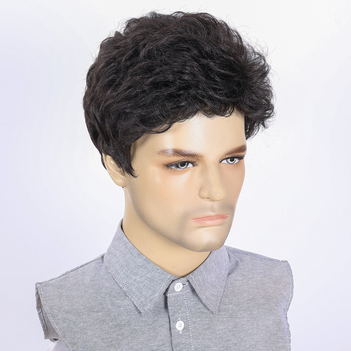 Casual Look Men's Wig – Heat-Resistant Fiber, Natural Appearance