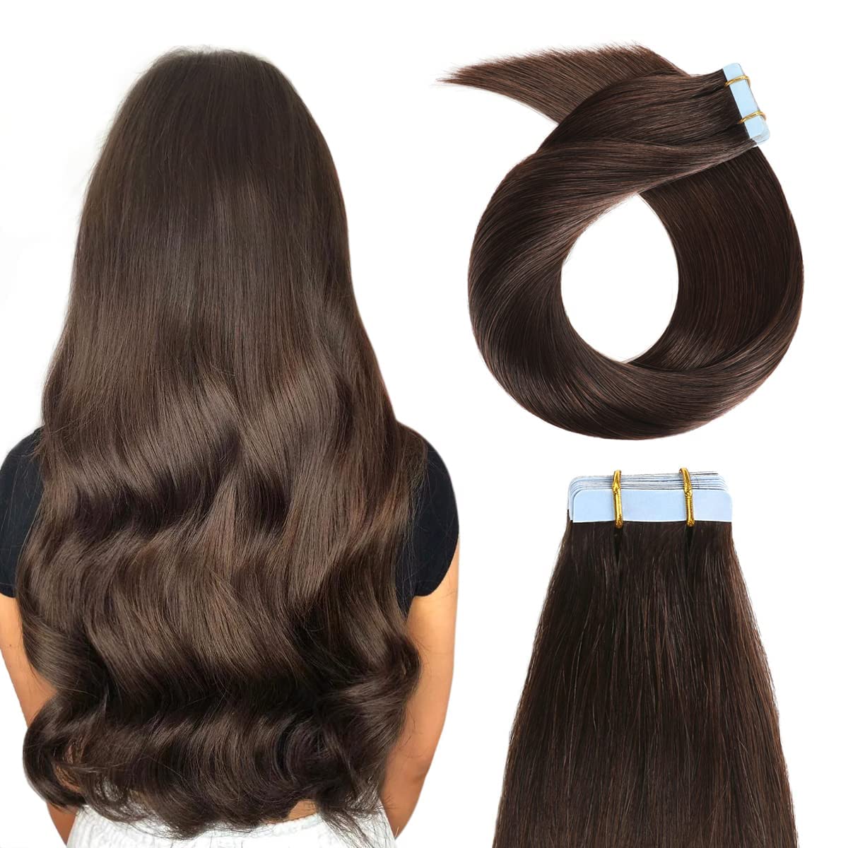 XJ Seamless Injected Hand-Tied Invisible Tape In Hair Extension 20Pcs Virgin Human Hair