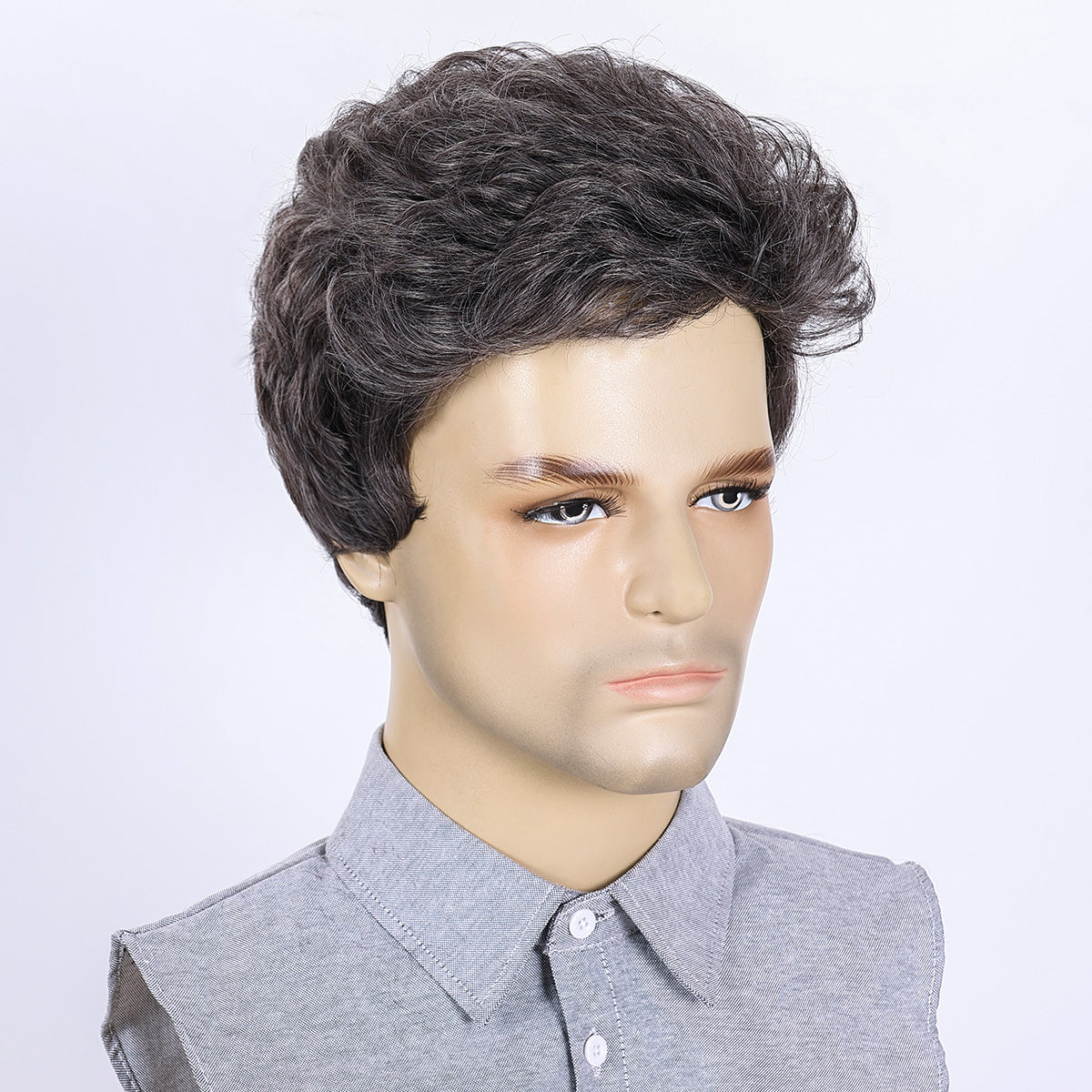 Casual Look Men's Wig – Heat-Resistant Fiber, Natural Appearance