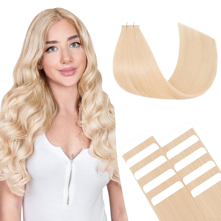 XJ Injection Virgin Human Hair Extensions PU Skin Weft Tape In Blonde Color Virgin Invisible Seamless