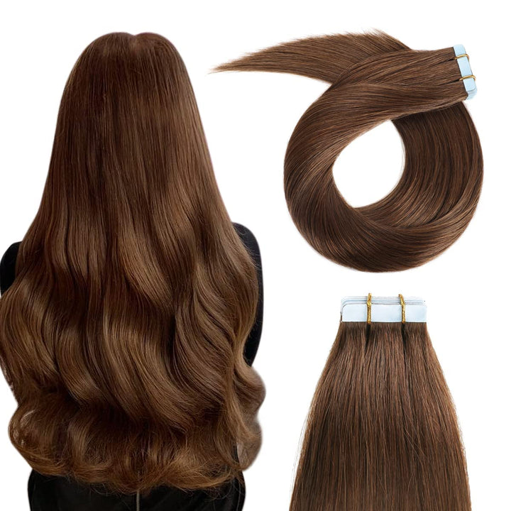 XJ Seamless Injected Hand-Tied Invisible Tape In Hair Extension 20Pcs Virgin Human Hair