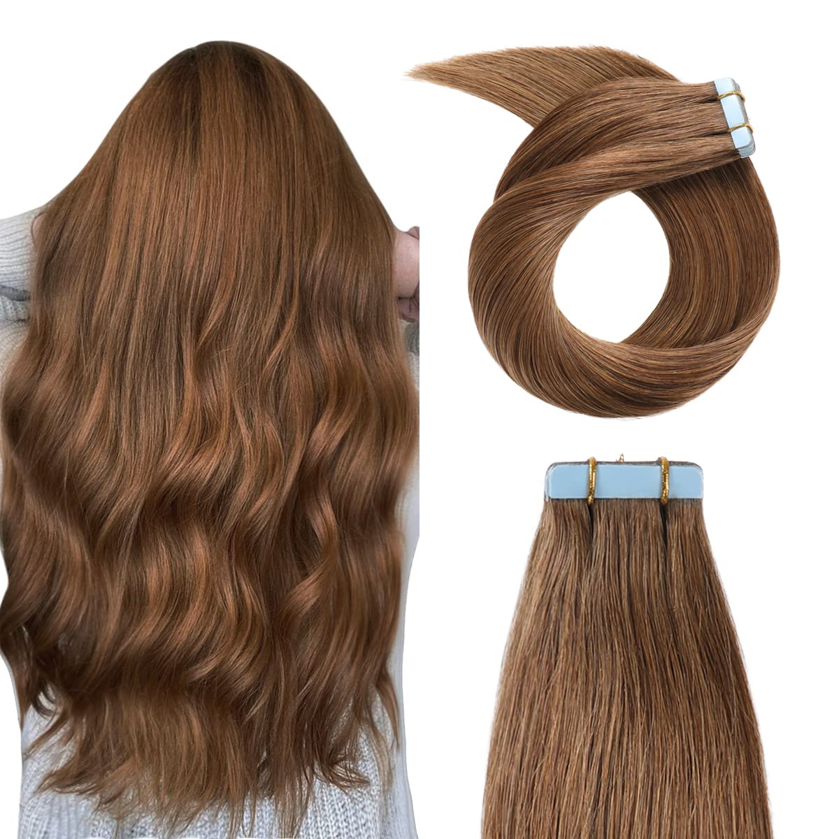 XJ Seamless Injected Hand-Tied Invisible Tape In Hair Extension 20Pcs Virgin Human Hair