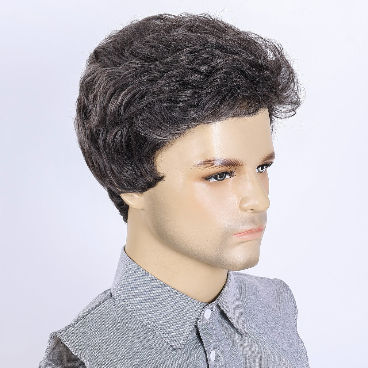 Casual Look Men's Wig – Heat-Resistant Fiber, Natural Appearance