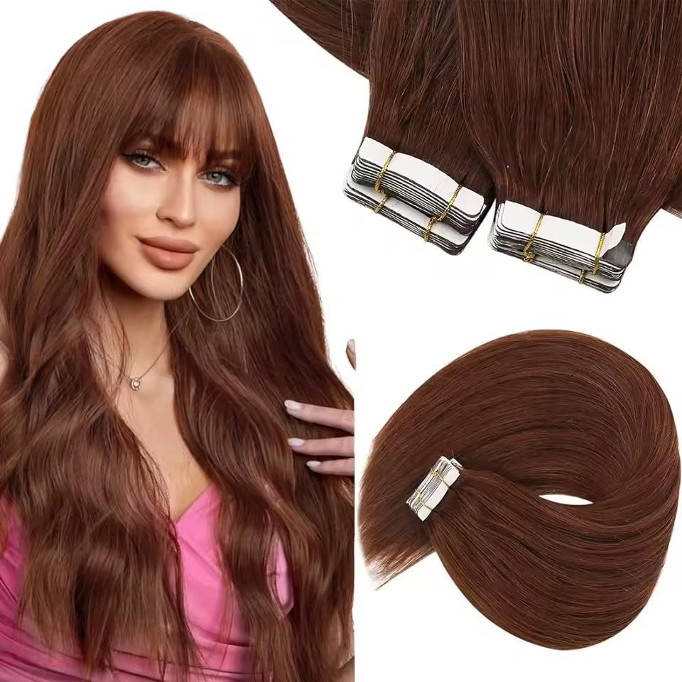 XJ Hair Tape In Hair Extensions Real Natural Hair Seamless Skin Weft Colorful Adhesive Glue On For Salon High Quality