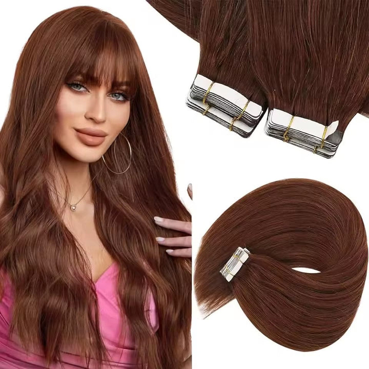 XJ Hair Tape In Hair Extensions Real Natural Hair Seamless Skin Weft Colorful Adhesive Glue On For Salon High Quality