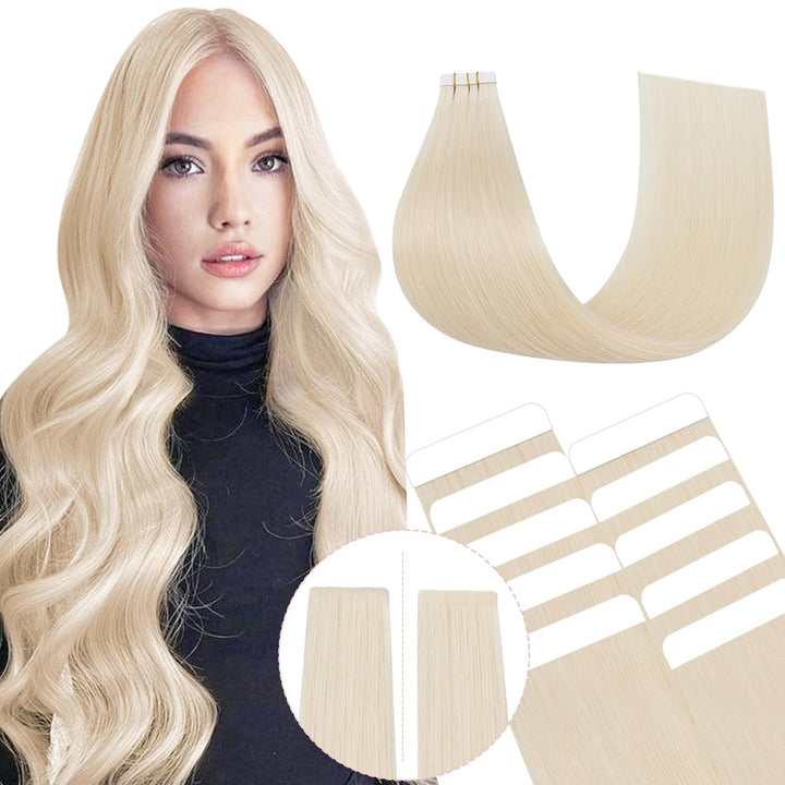 XJ Injection Virgin Human Hair Extensions PU Skin Weft Tape In Blonde Color Virgin Invisible Seamless