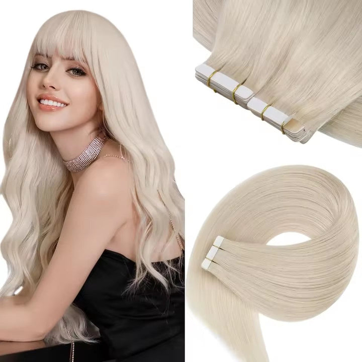 XJ Hair Tape In Hair Extensions Real Natural Hair Seamless Skin Weft Colorful Adhesive Glue On For Salon High Quality