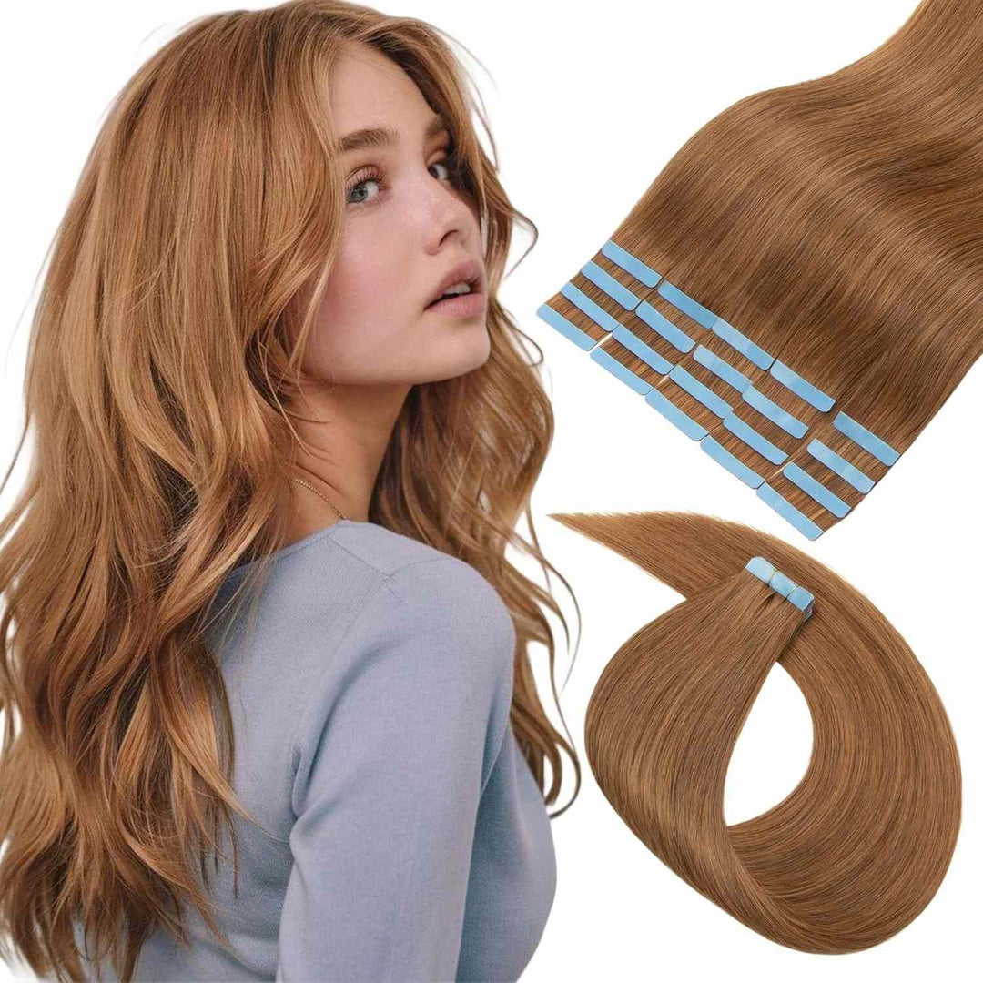 Real Human Tape-In Hair  Soft  Silky,hand tied hair extensions near me,tape extensions placement