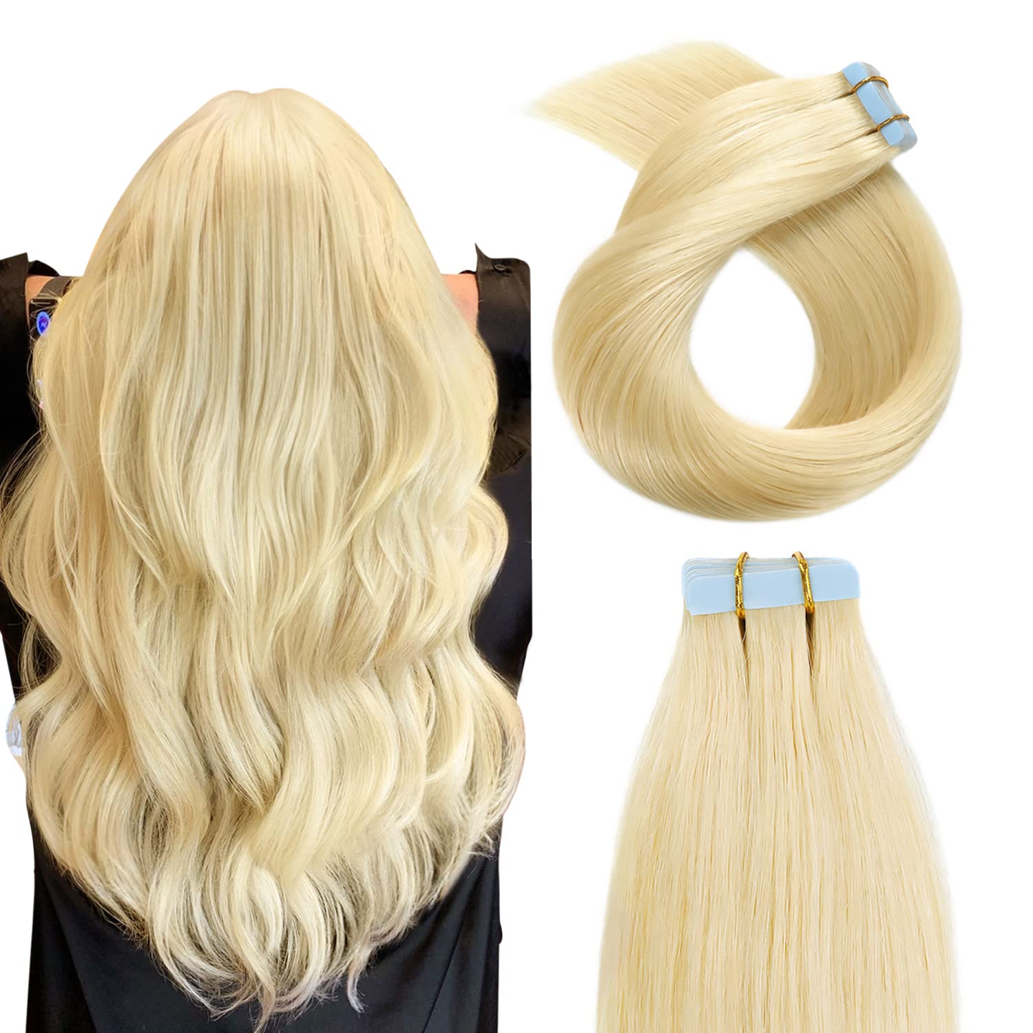 XJ Seamless Injected Hand-Tied Invisible Tape In Hair Extension 20Pcs Virgin Human Hair