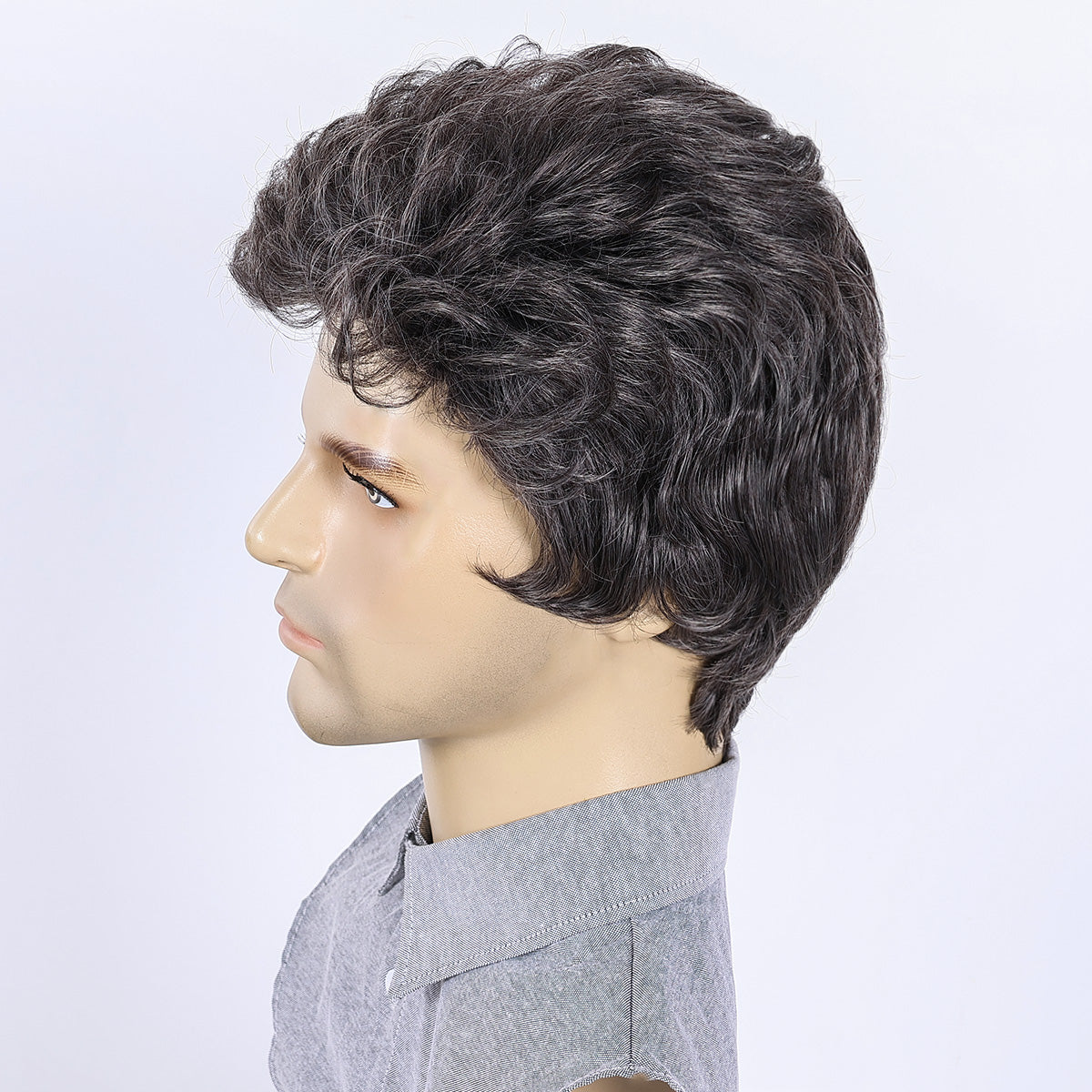 Casual Look Men's Wig – Heat-Resistant Fiber, Natural Appearance