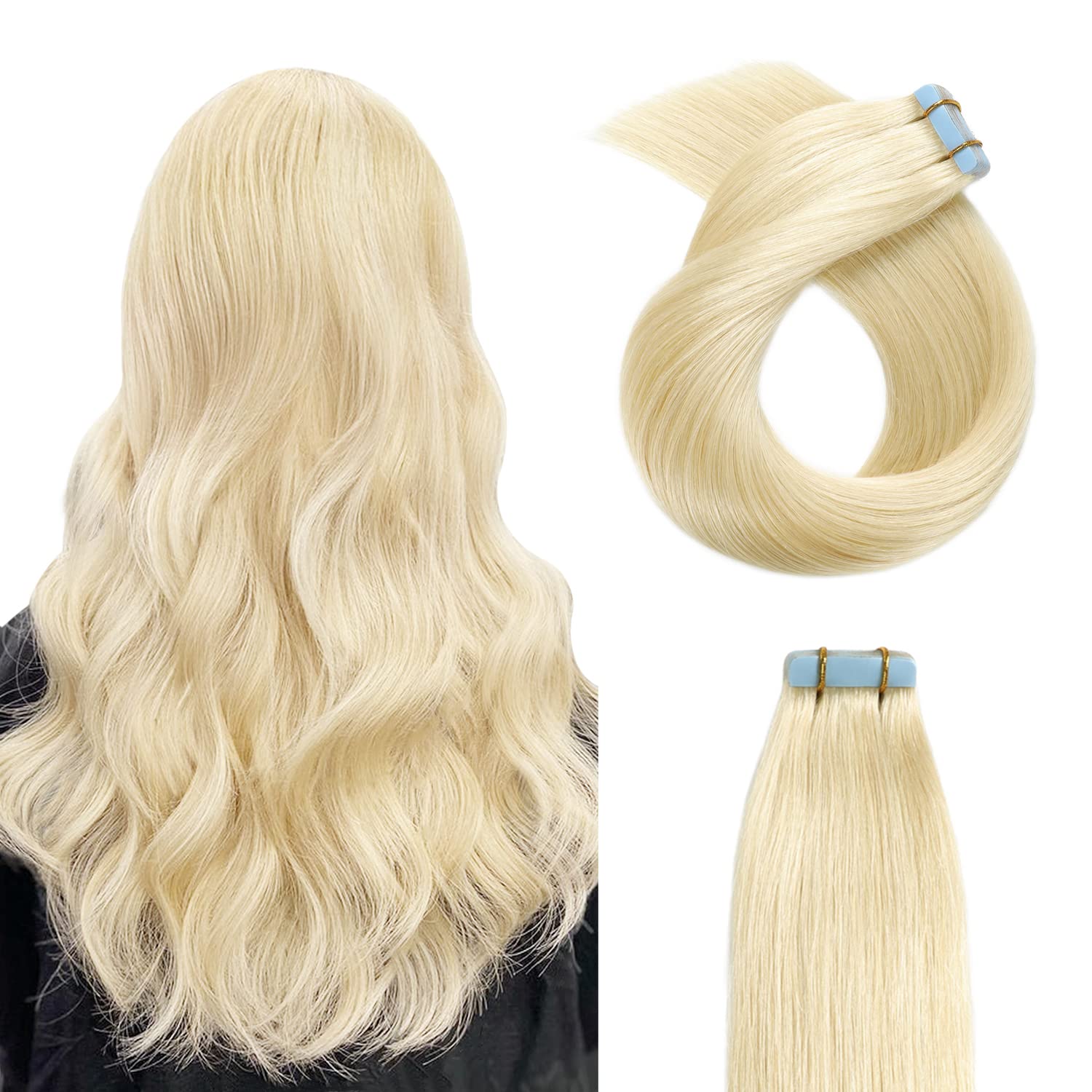 XJ Seamless Injected Hand-Tied Invisible Tape In Hair Extension 20Pcs Virgin Human Hair