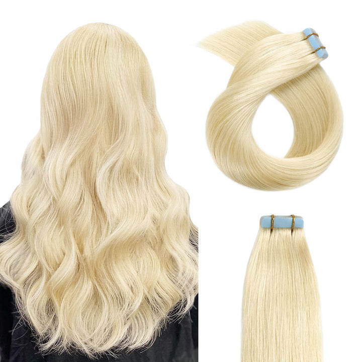 XJ Seamless Injected Hand-Tied Invisible Tape In Hair Extension 20Pcs Virgin Human Hair
