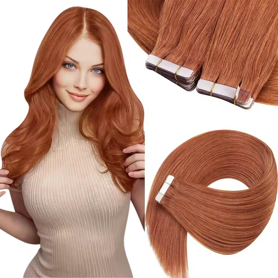 XJ Hair Tape In Hair Extensions Real Natural Hair Seamless Skin Weft Colorful Adhesive Glue On For Salon High Quality