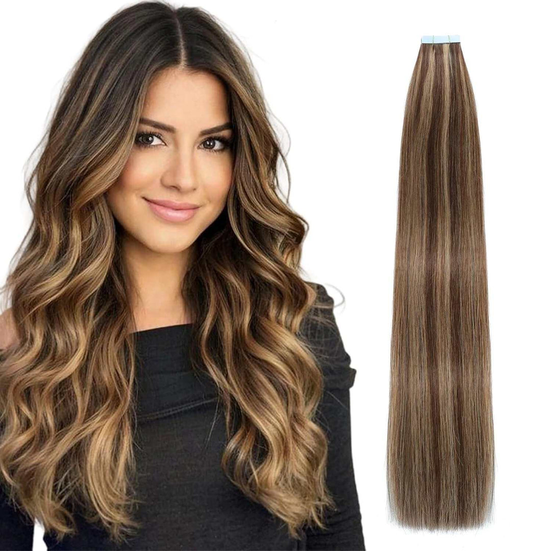 Real Human Tape-In Hair  Soft  Silky,hand tied hair extensions near me,tape extensions placement