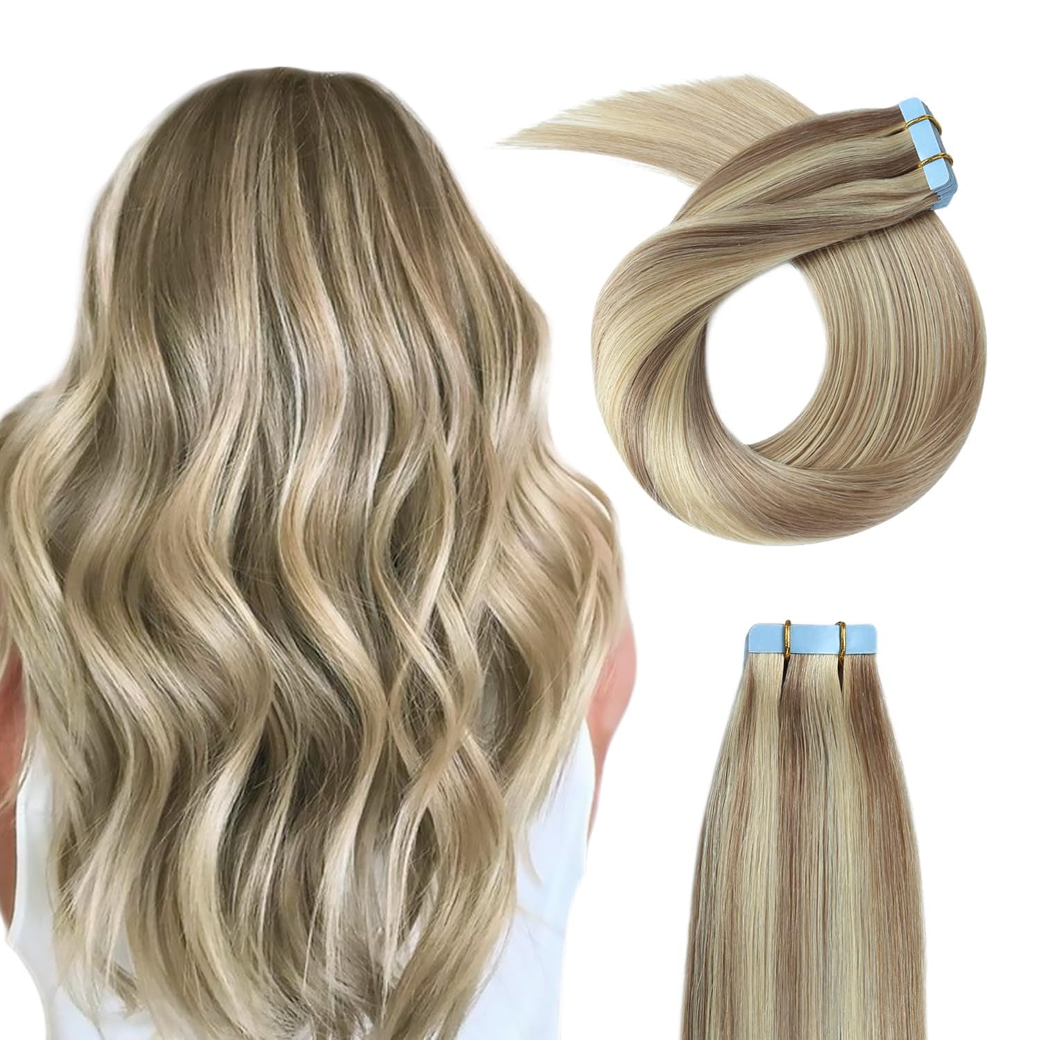 Seamless Injected Hand-Tied Invisible Tape In Hair Extension 20Pcs Virgin Human Hair