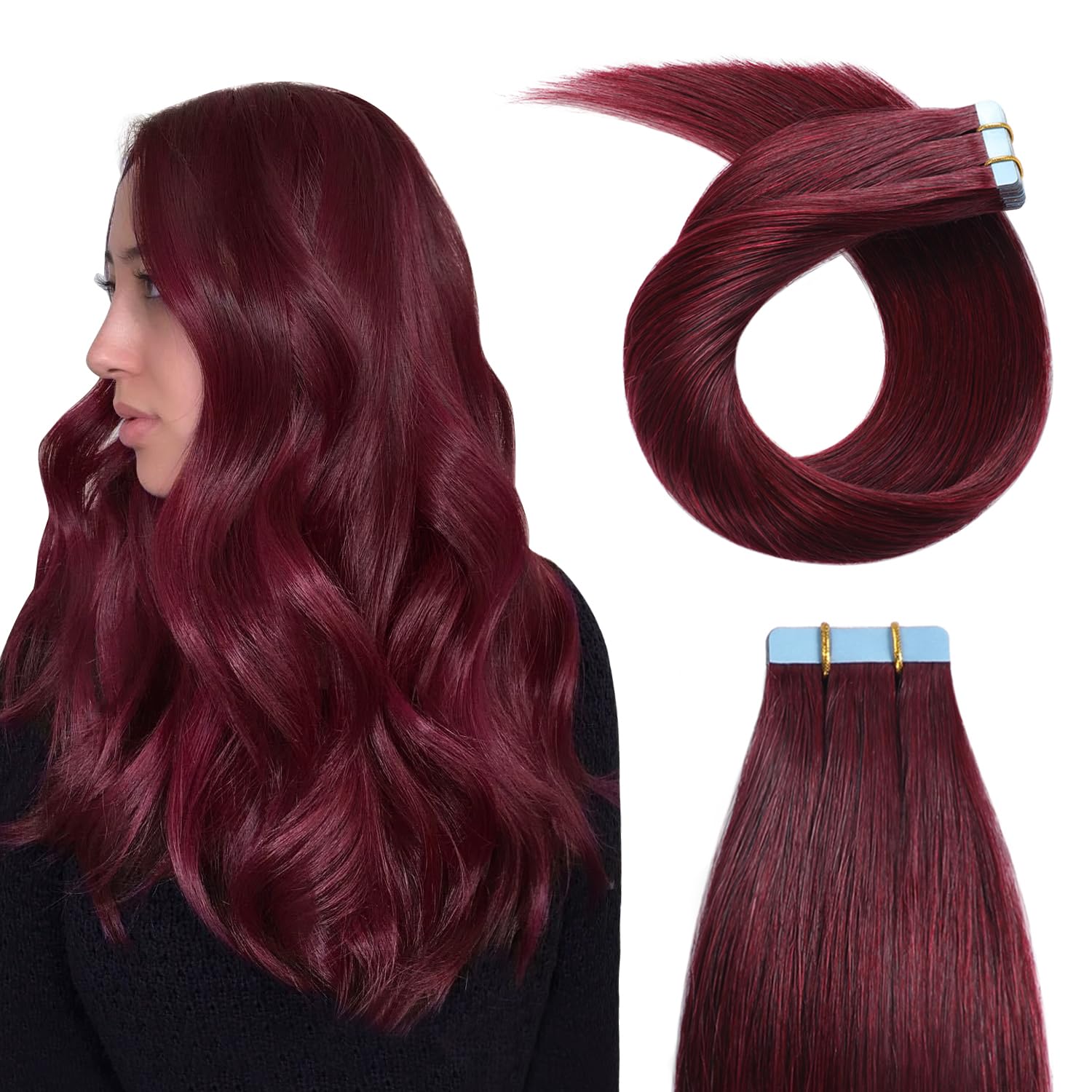 Seamless Injected Hand-Tied Invisible Tape In Hair Extension 20Pcs Virgin Human Hair