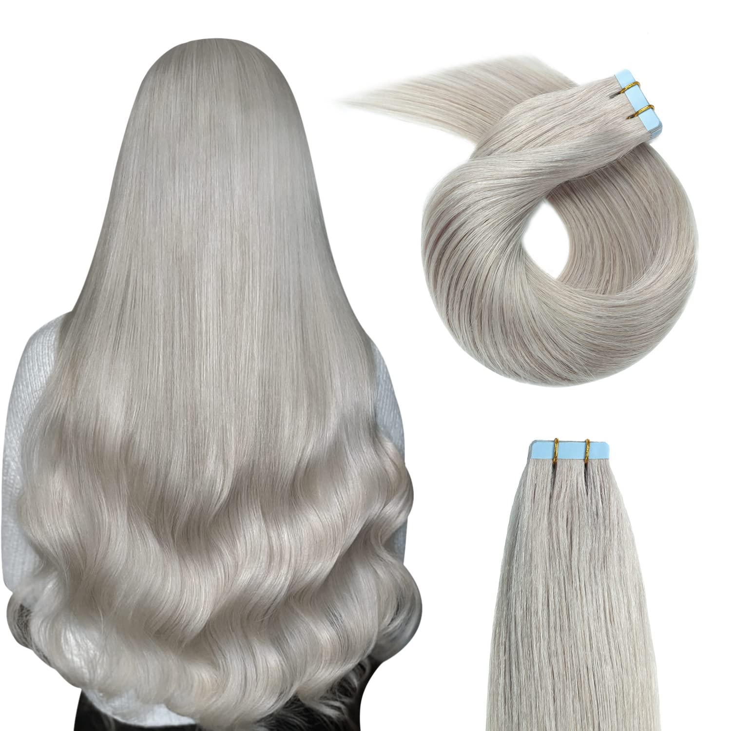 XJ Seamless Injected Hand-Tied Invisible Tape In Hair Extension 20Pcs Virgin Human Hair