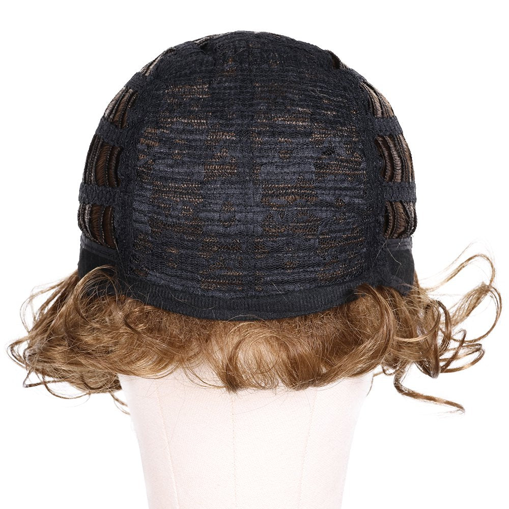 Short wavy wig bangs synthetic wig beginners friendly heat - XJ