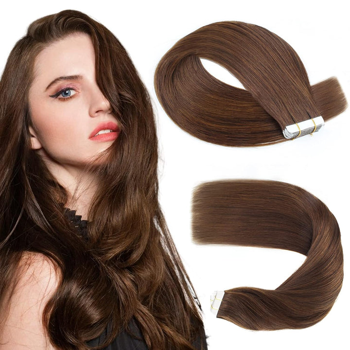 Natural Black / Chestnut Brown Balayge (1B/6/1B) Weft Hair Extensions 6A