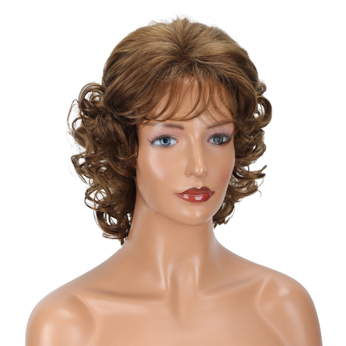 Short wavy wig bangs synthetic wig beginners friendly heat - XJ
