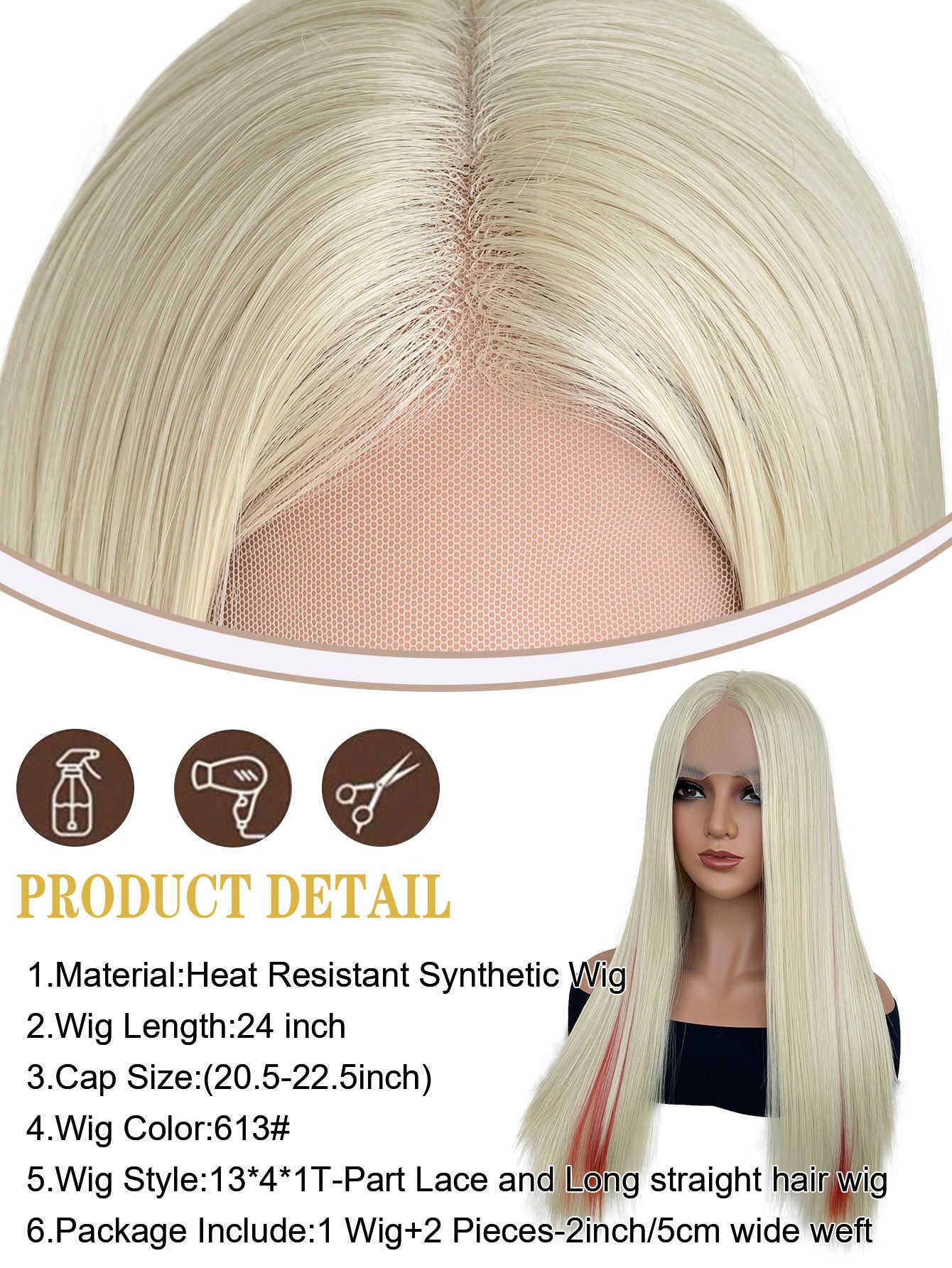 Long Straight Wig 28in Long Straight - High-Density Synthetic Hair for Women, Fashionable and Natural Look, Available