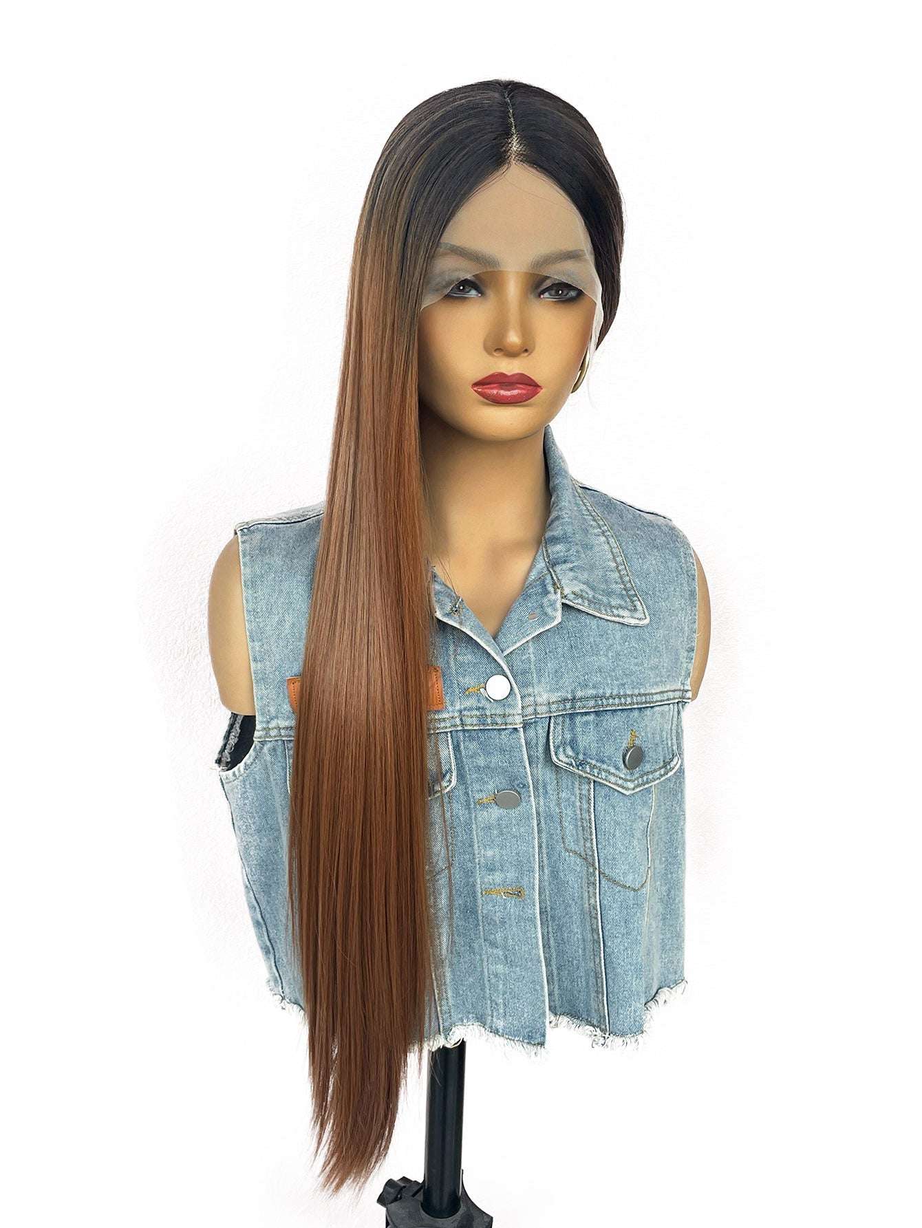 Natural-Look 13x4x1 T-Part Synthetic Lace Front Wig for Effortless Style